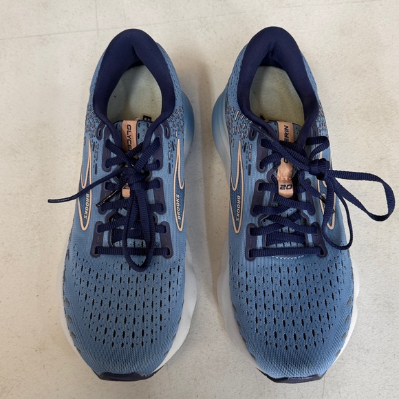 Women’s Brooks Glycerin 20 Neutral Running Shoe Blue/Peach/White Size 8 EUC - Picture 4 of 8